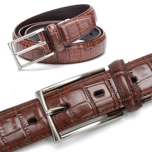 Carica l&#39;immagine nel visualizzatore di Gallery, Casual Men Belts Crocodile Pattern Cowskin 3.0 CM Belts For Women Unisex Genuine Leather Belt