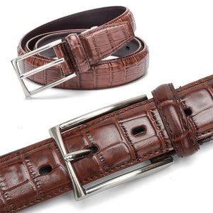 Casual Men Belts Crocodile Pattern Cowskin 3.0 CM Belts For Women Unisex Genuine Leather Belt