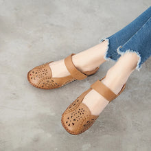 Carica l&#39;immagine nel visualizzatore di Gallery, Genuine Leather Breathable Soft Flat Sandals Summer Women Casual Shoes x19