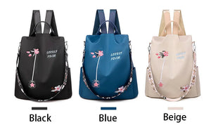 Fashion Embroidery Backpack Women Waterproof Oxford Travel Bag Large Rucksack Multifunction Laptop Backpack