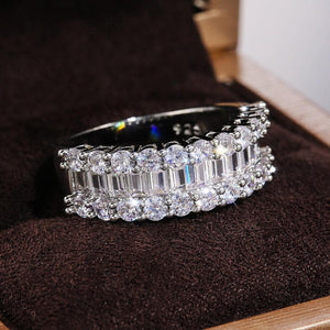 Luxury Silver Color Wedding Rings Women Zircon Geometric CZ Jewelry hr79 - www.eufashionbags.com