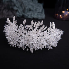 Laden Sie das Bild in den Galerie-Viewer, Luxury Crystal Beads Floral Wedding Headbands Bridal Hair Accessories Rhinestone Crown