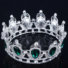 Carica l&#39;immagine nel visualizzatore di Gallery, Luxury Rhinestone Round Red Princess Crystal Bridal Tiaras and Crowns Queen Diadem Wedding Jewelry Hair Accessories