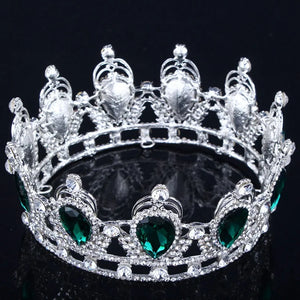 Luxury Rhinestone Round Red Princess Crystal Bridal Tiaras and Crowns Queen Diadem Wedding Jewelry Hair Accessories