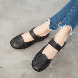 Genuine Leather Breathable Soft Flat Sandals Summer Women Casual Shoes x19