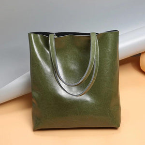 Vintage Genuine Leather Shoulder Bag High Quality Women Large Shopping Bag Tote Purse - www.eufashionbags.com
