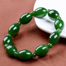 画像をギャラリービューアに読み込む, Natural Green Jade Bracelet Jades Beads Elastic Beaded Jasper Bracelets For Women and men