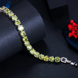 Fashion Round Cubic Zircon Chain Link Bracelets For Women b25