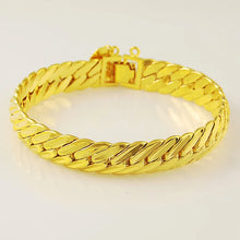 Carica l&#39;immagine nel visualizzatore di Gallery, Pure Gold Color Men&#39;s Jewelry 12mm Bracelet for Men 20cm Long Fashion Women Bracelet