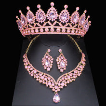 Load image into Gallery viewer, Luxury Crystal Wedding Jewelry Sets For Women Tiara/Crown Earrings Necklace Set dc02 - www.eufashionbags.com