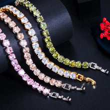 Laden Sie das Bild in den Galerie-Viewer, Fashion Round Cubic Zircon Chain Link Bracelets For Women b25