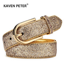 Charger l&#39;image dans la galerie, Fashion Women Glitter Gold Belt Silver Pu Waist Belt