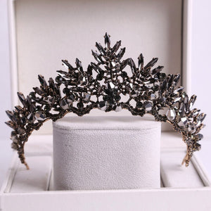 Large Black Crystal Bridal Tiaras Crowns Rhinestone Veil Tiara Headband Wedding Hair Accessories bc55
