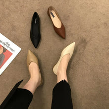 Cargar imagen en el visor de la galería, Women Leather Flat Shoes Heel Shallow Soft Sole Work Pointed Toe Shoes q11