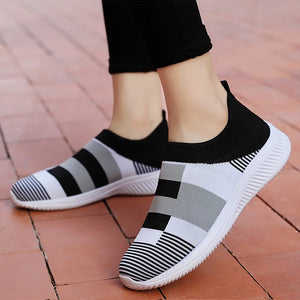 Women Vulcanized Zapatillas Mujer Knitted Sneakers New Flat Shoes