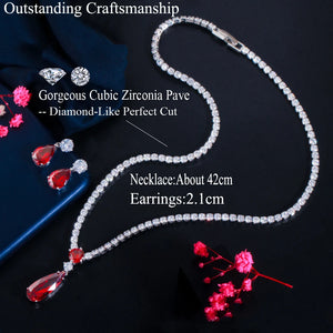 Red Purple Cubic Zirconia Jewelry Set Fashion Water Drop Women Party Wedding Gift z15