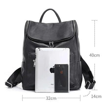 画像をギャラリービューアに読み込む, 100% Genuine Leather Large Backpack Black Travel Bag Knapsack School bag - www.eufashionbags.com