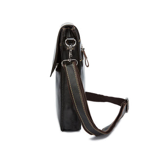 Genuine Leather Shoulder Bag Men's Zip 9.7 ipad Messenger Crossbody Bags