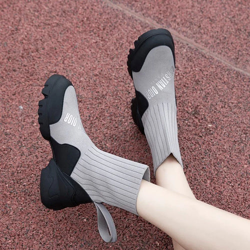 High Top Knitted Sports Shoes Women's Squat Socks Comfortable Shoes New Thick Soled Sports