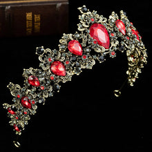 Load image into Gallery viewer, Baroque Bronze Crystal Crown Bridal Tiara Vintage Hair Accessories a16
