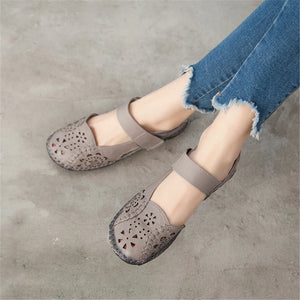 Genuine Leather Breathable Soft Flat Sandals Summer Women Casual Shoes x19