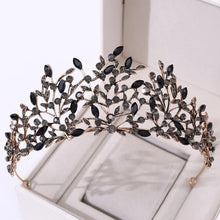 Load image into Gallery viewer, Vintage Bronze Black Wedding Hair Accessories Crystal Leaf Bridal Tiaras Crowns a52