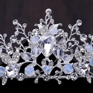Luxury Crystal Heart Wedding Jewelry Sets Rhinestone Crown Tiara Choker Necklace Earrings a01