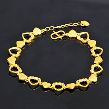 Laden Sie das Bild in den Galerie-Viewer, 24K Gold Filled Heart Link Bangle Bracelets for Women Fashion Party Wedding Jewelry x37