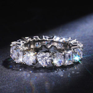 Luxury Silver Color Women Wedding Rings Geometric CZ Jewelry hr67 - www.eufashionbags.com