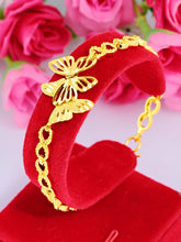 Load image into Gallery viewer, Pure Gold Color Bangle &amp; Bracelets For Women Butterfly Heart Bracelet Fashion Wedding Jewelry