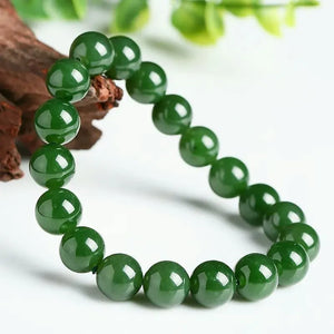 Natural Green Jade Bracelet Jades Beads Elastic Beaded Jasper Bracelets For Women and men