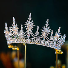 Load image into Gallery viewer, Luxury Rhinestone Crystal Wedding Crown Queen Flowers Bridal Tiaras a35