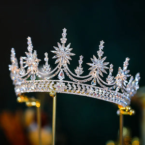 Luxury Rhinestone Crystal Wedding Crown Queen Flowers Bridal Tiaras a35