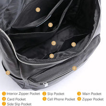 Cargar imagen en el visor de la galería, 100% Genuine Leather Large Backpack Black Travel Bag Knapsack School bag - www.eufashionbags.com