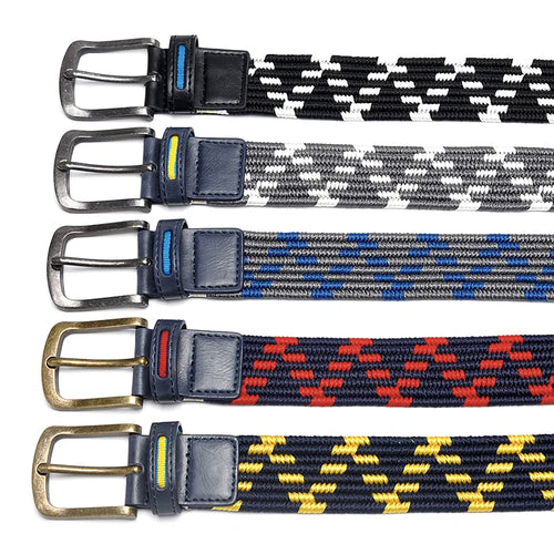 Elastic Waist Belt Men With Stretch Casual Golf Belt Waistband Braided Style Woven Leather Belt