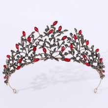Load image into Gallery viewer, Vintage Bronze Black Wedding Hair Accessories Crystal Leaf Bridal Tiaras Crowns a52