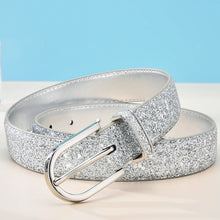 Carica l&#39;immagine nel visualizzatore di Gallery, Fashion Women Glitter Gold Belt Silver Pu Waist Belt