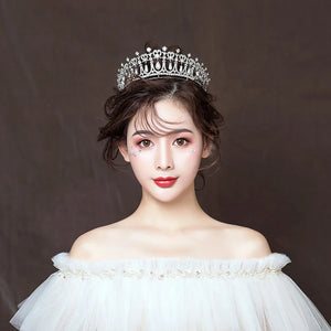Baroque Crystal Pearl Bridal Tiaras Diana Crown Rhinestone Headband a32