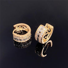 Charger l&#39;image dans la galerie, Two Tone Hoop Earrings for Women Micro Paved CZ Hollow Out Jewelry - www.eufashionbags.com
