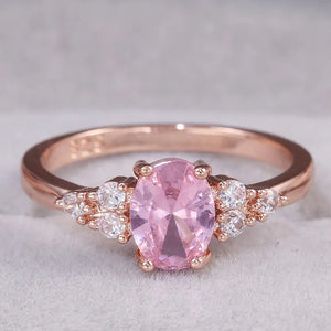 Romantic Pink AAA Cubic Zircon Stone Princess Rings Engagement Accessories