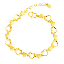Laden Sie das Bild in den Galerie-Viewer, 24K Gold Filled Heart Link Bangle Bracelets for Women Fashion Party Wedding Jewelry x37