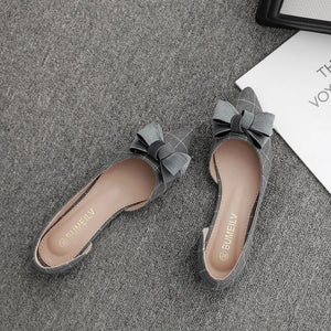 Women Flat Heel Shoes Bowknot Flats Plaid Pointed Toe Spring Summer Shoes Size 31-45