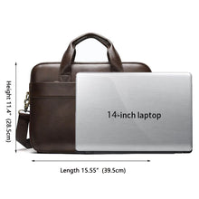 Carica l&#39;immagine nel visualizzatore di Gallery, Genuine Leather Men Briefcase for Laptop 14 Messenger Men&#39;s Leather Bag Business Portfolio for Document A4