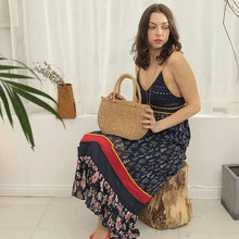 画像をギャラリービューアに読み込む, Summer Straw Bag Women Large Handle Bag Handmade Weave Totes Bag Trendy Rattan Beach Bag