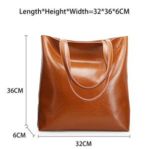 Vintage Genuine Leather Shoulder Bag High Quality Women Large Shopping Bag Tote Purse - www.eufashionbags.com