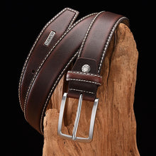 Carica l&#39;immagine nel visualizzatore di Gallery, Classic Vintage Pin Buckle Leather Belt Men Cow Genuine Leather Strap Belts For Men