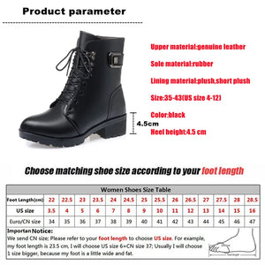 Women Genuine Leather Ankle Boots Platform Winter Antumn Plush Fur Warm Shoes