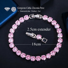 Cargar imagen en el visor de la galería, Fashion Round Cubic Zircon Chain Link Bracelets For Women b25