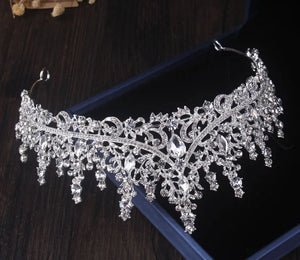 Luxury Crystal Leaves Bridal Jewelry Sets Tiaras Crowns Earrings Choker Necklace a70