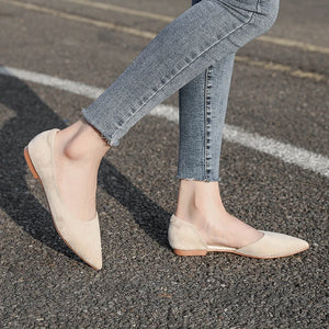 Spring Shallow Mouth Flat Bottom Shoes Pointed Toe Heel Slip on Shoes q6